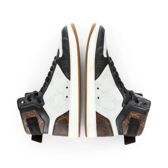 Louis Vuitton Rivoli Tricolor Leather Monogram High-Top Sneakers Men's 9 - Picture 5 of 10